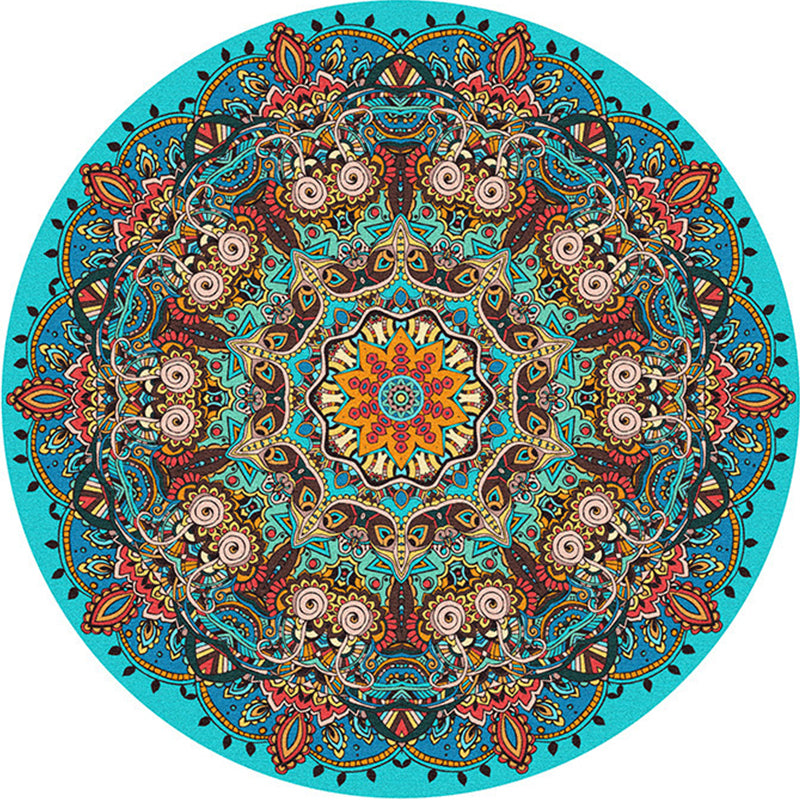 Alfombra de área de dormitorio multicolor alfombra de estampado marroquí de mandala