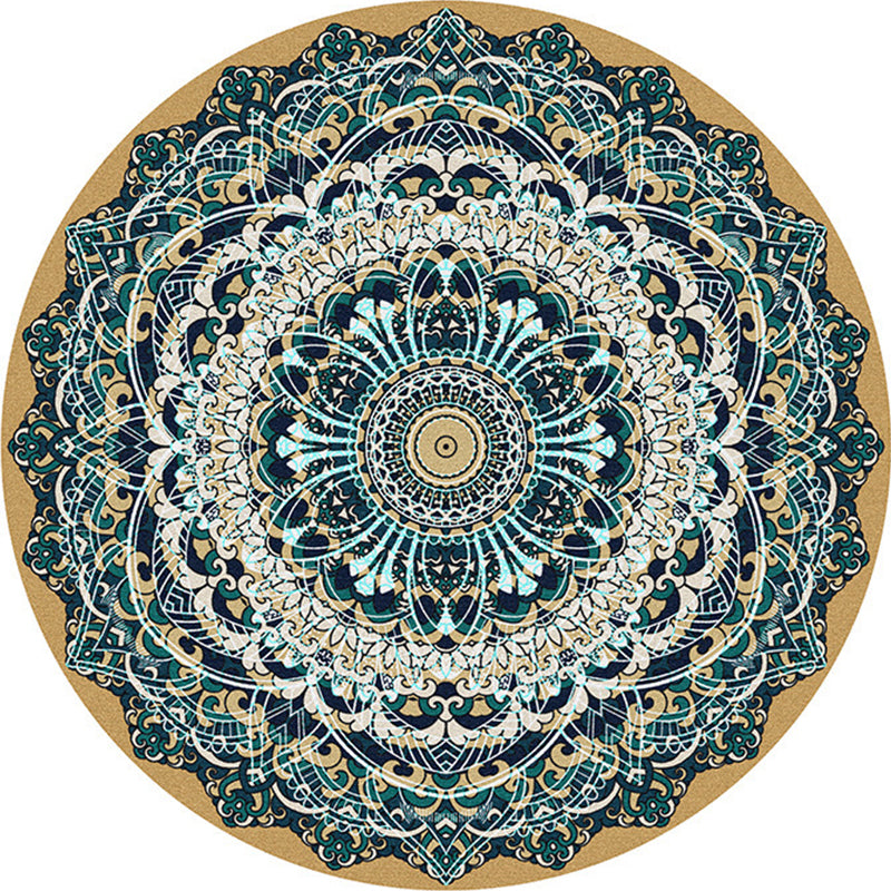 Alfombra de área de dormitorio multicolor alfombra de estampado marroquí de mandala