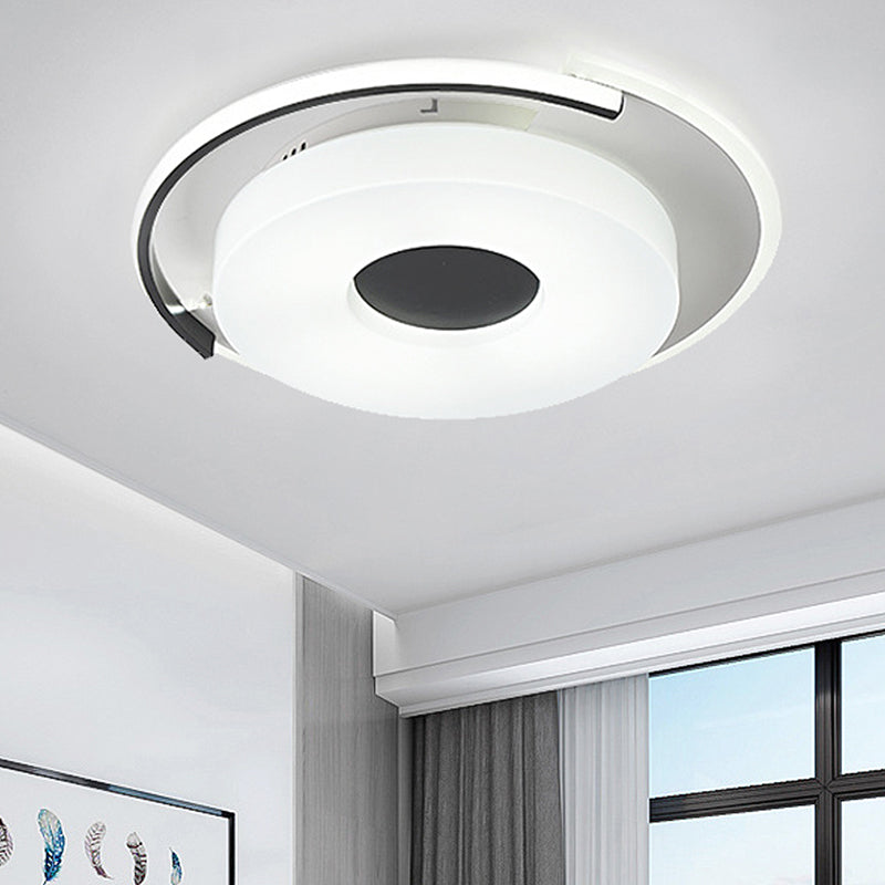 Rotondo / Quadrato Letto Flush Soffitto Light Simple 16 "/19.5" Wide Acrilico Shaded Black e White Flush Light Fixture in White Light