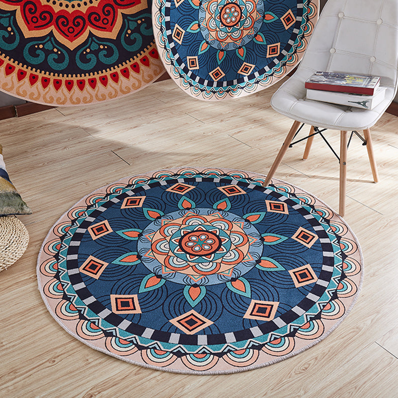 Alfombra de mandala persa estampada alfombra multicolora de polipropileno alfombra resistente a la máquina resistente a las manchas para la máquina lavable para la decoración del hogar