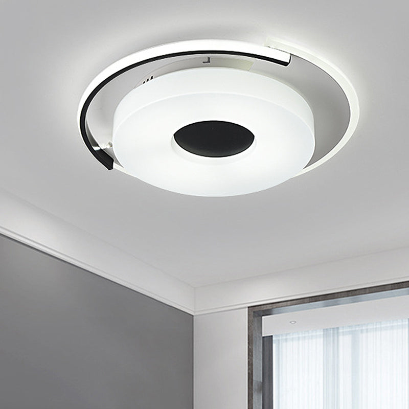 Rotondo / Quadrato Letto Flush Soffitto Light Simple 16 "/19.5" Wide Acrilico Shaded Black e White Flush Light Fixture in White Light