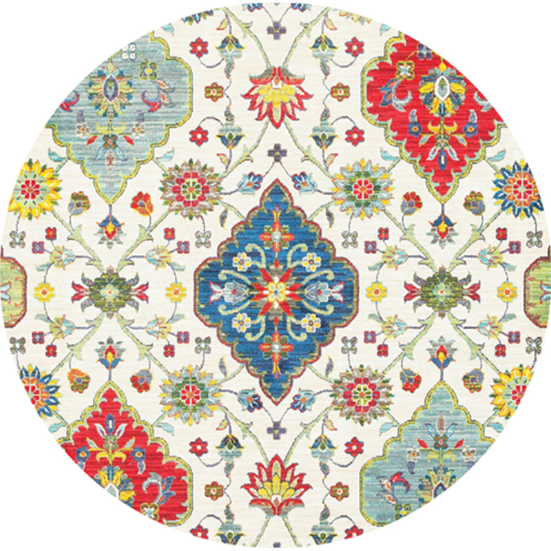 Classic Multi Color Moroccan Rug Synthetics Mandala Print Carpet Pet Friendly Anti-Slip Washable Rug for Home