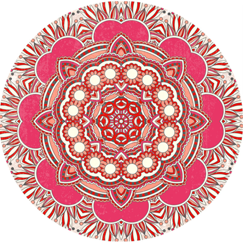 Classic Multi Color Moroccan Rug Synthetics Mandala Print Carpet Pet Friendly Anti-Slip Washable Rug for Home