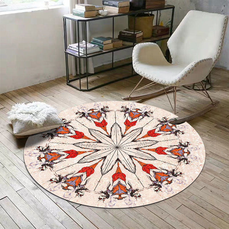 Vintage Jacquard Print Rug Multi-Color Moroccan Rug Polyester Pet Friendly Machine Washable Non-Slip Backing Rug for Hall