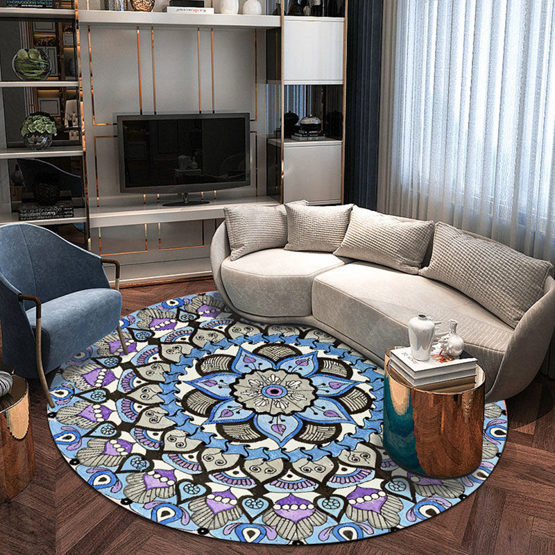 Vintage Jacquard Print Rug Multi-Color Moroccan Rug Polyester Pet Friendly Machine Washable Non-Slip Backing Rug for Hall