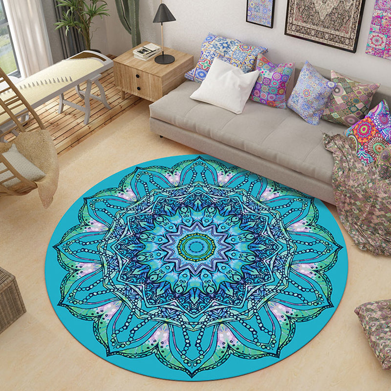 Lavish Moroccan Rug Multi Colored Mandala Carpet Non-Slip Stain Resistant Pet Friendly Rug for Home Decor