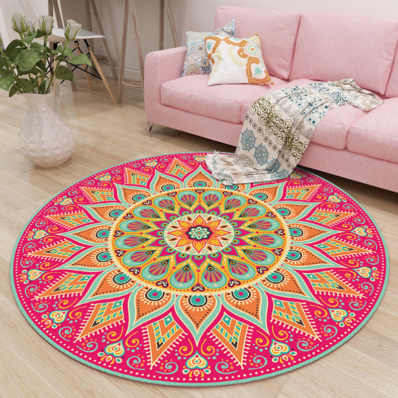 Lavish Moroccan Rug Multi Colored Mandala Carpet Non-Slip Stain Resistant Pet Friendly Rug for Home Decor