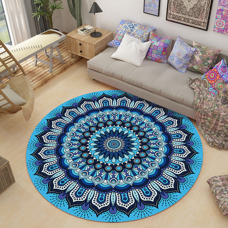 Lavish Moroccan Rug Multi Colored Mandala Carpet Non-Slip Stain Resistant Pet Friendly Rug for Home Decor