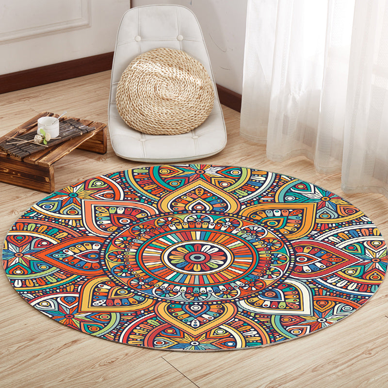 Alfombra multicolor Mandala Synthetics Alfombra marroquí que no es deslizante alfombra lavable para mascotas para sala de estar