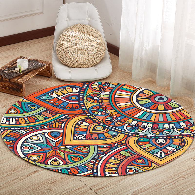 Alfombra multicolor Mandala Synthetics Alfombra marroquí que no es deslizante alfombra lavable para mascotas para sala de estar