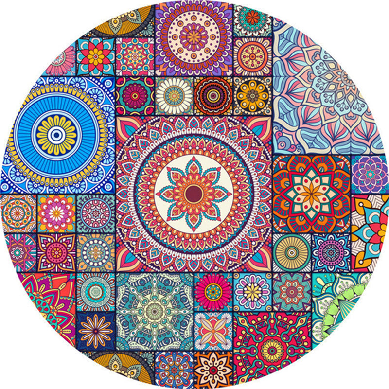 Alfombra multicolor Mandala Synthetics Alfombra marroquí que no es deslizante alfombra lavable para mascotas para sala de estar