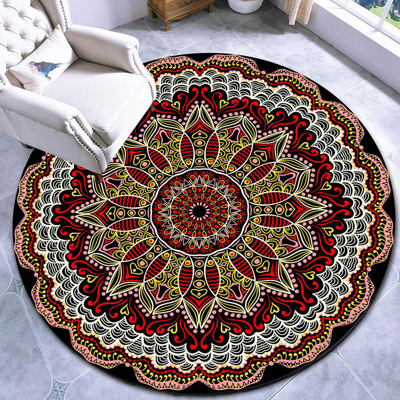 Pretty Mandala à motifs de tapis multi-couleurs Multi couleurs Morocain Rapis en polyester Polyes Friendly Tacle résistant Anti-Slip Rapier pour le salon de thé