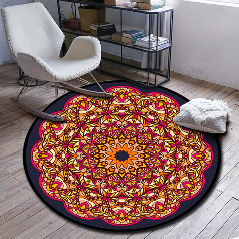 Folks multicolor mandala alfombra sintética de alfombra marroquí alfombra para mascotas lavable para mascotas para sala de estar para sala de estar