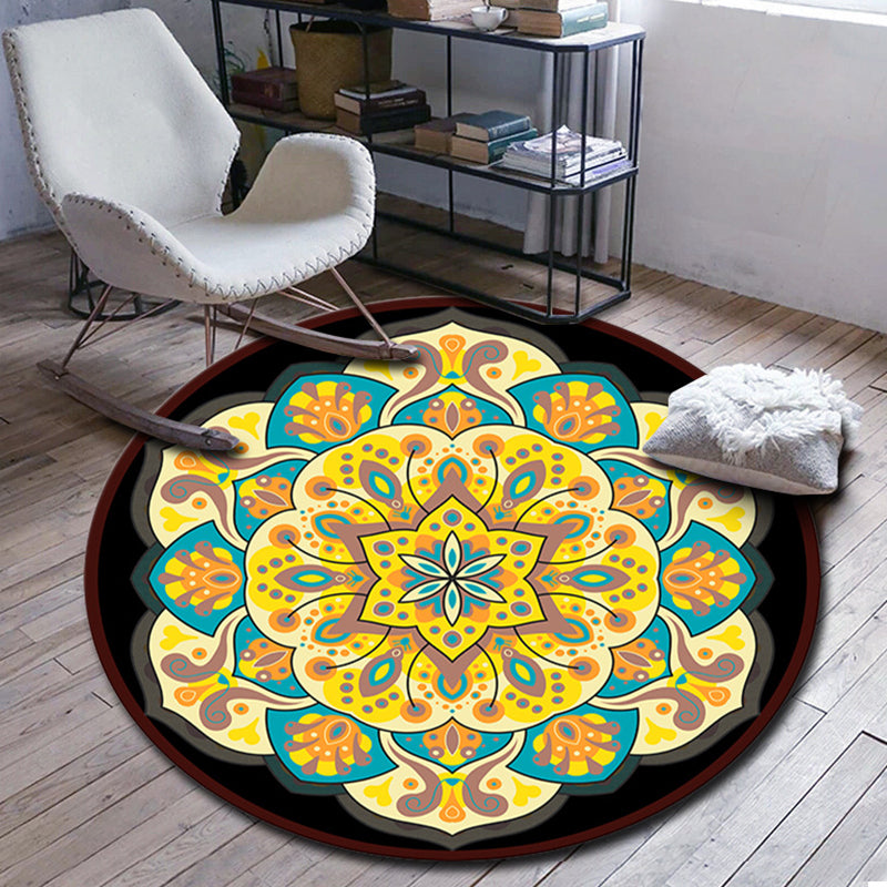 Folks multicolor mandala alfombra sintética de alfombra marroquí alfombra para mascotas lavable para mascotas para sala de estar para sala de estar