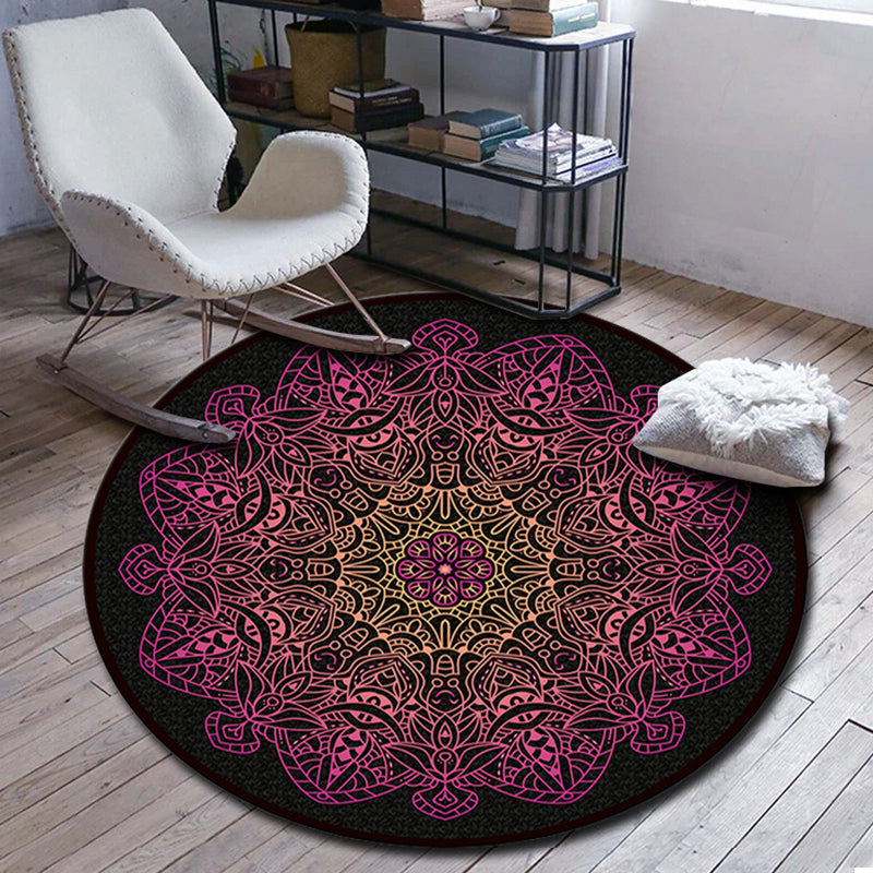 Folks Multicolor Mandala Rug Synthetics Moroccan Rug Machine Washable Non-Slip Pet Friendly Carpet for Living Room