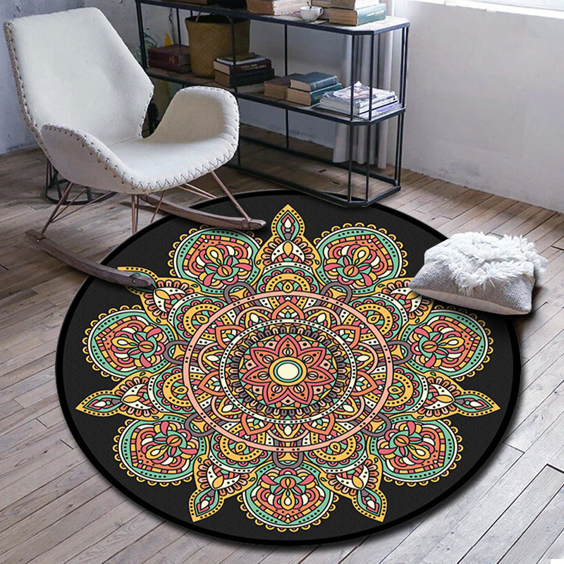 Folks multicolor mandala alfombra sintética de alfombra marroquí alfombra para mascotas lavable para mascotas para sala de estar para sala de estar