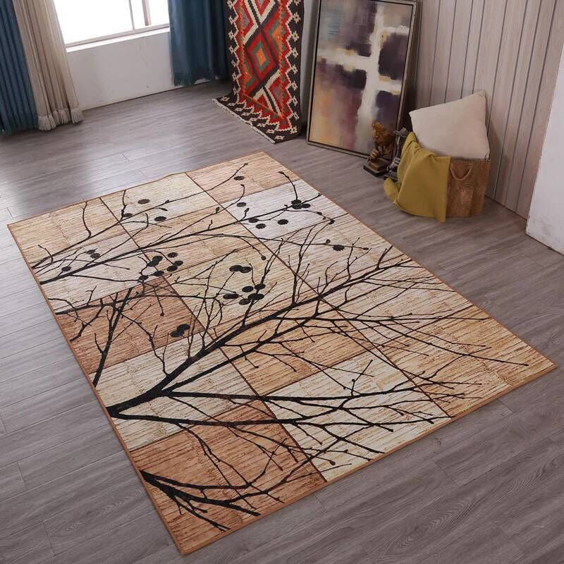 Multi Colored Living Room Rug Moroccan Patchwork Print Rug Synthetics Non-Slip Backing Pet Friendly Stain Resistant Rug