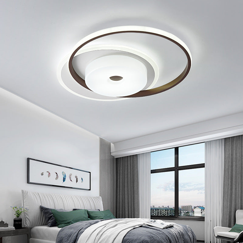 16 "/19.5" W Kaffee Orbit LED Flush Licht Moderne Acryl-Schlafzimmer Deckenmontierte Leuchtmittel, weißes Licht