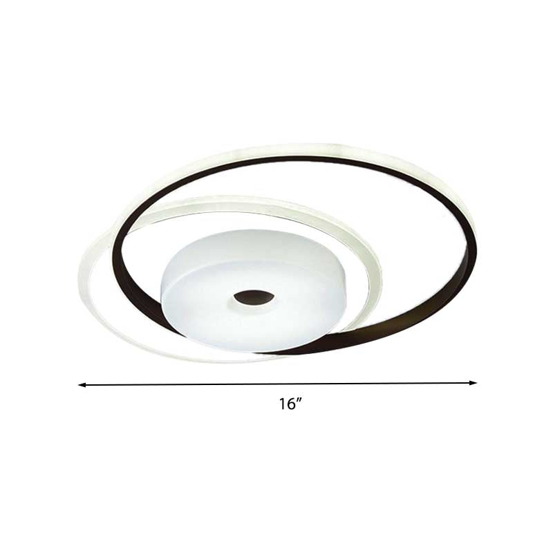 16"/19.5" W Coffee Orbit LED Flush Light Modern Acrylic Bedroom Ceiling Mounted Light Fixture, White Light