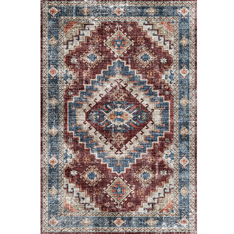 Moroccan Style Print Rug Multicolor Polyester Carpet Anti-Slip Pet Friendly Machine Washable Rug for Family Room