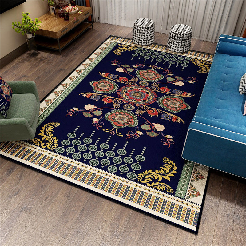 Classy Persian Rug Multi-Color Flower Area Rug Machine Washable Stain Resistant Non-Slip Indoor Rug for Home