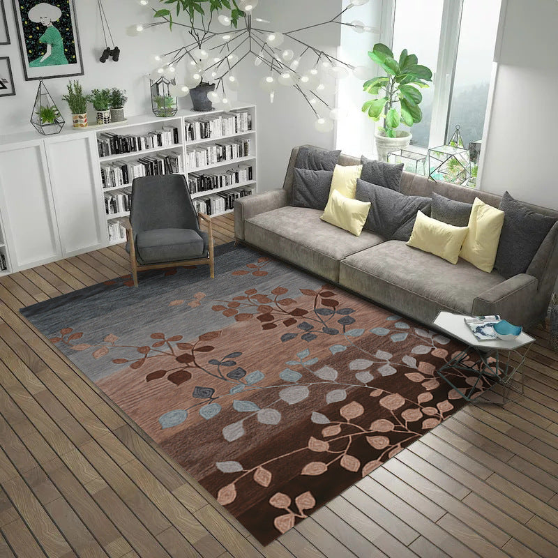 Oriental Blossom Area Rug Multi Colored Polyester Carpet Stain Resistant Non-Slip Machine Washable Rug for Living Room