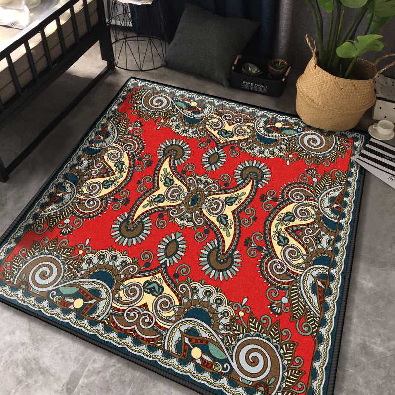 Persian Chamber Area Rug Multicolor Jacquard Printing Carpet Synthetics Anti-Slip Stain Resistant Pet Friendly Rug