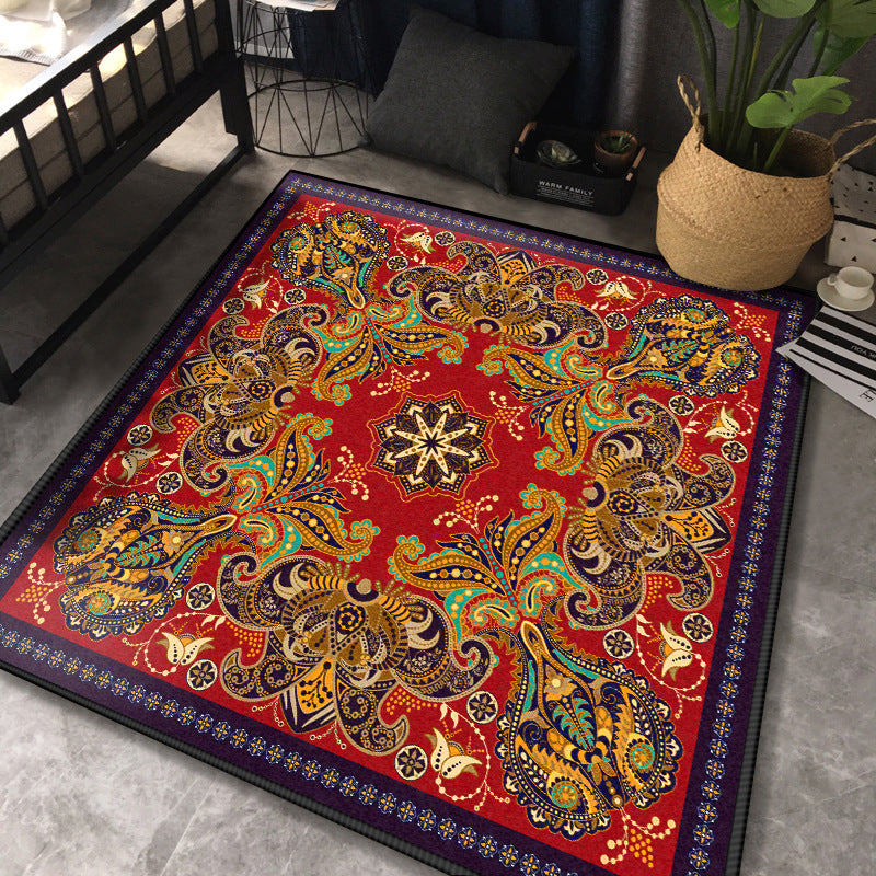 Persian Chamber Area Rug Multicolor Jacquard Printing Carpet Synthetics Anti-Slip Stain Resistant Pet Friendly Rug