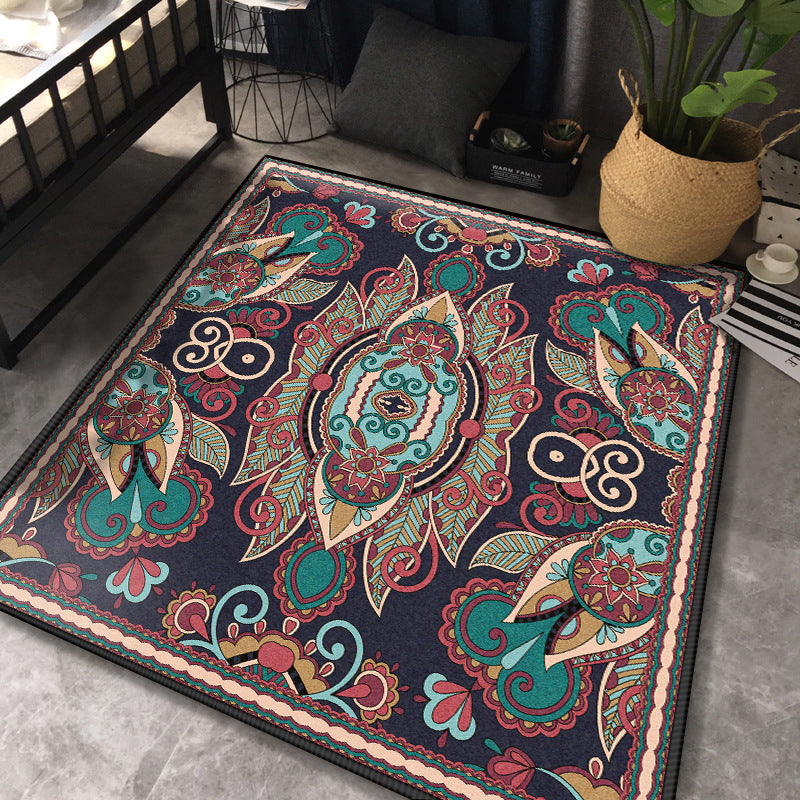 Persian Chamber Area Rug Multicolor Jacquard Printing Carpet Synthetics Anti-Slip Stain Resistant Pet Friendly Rug