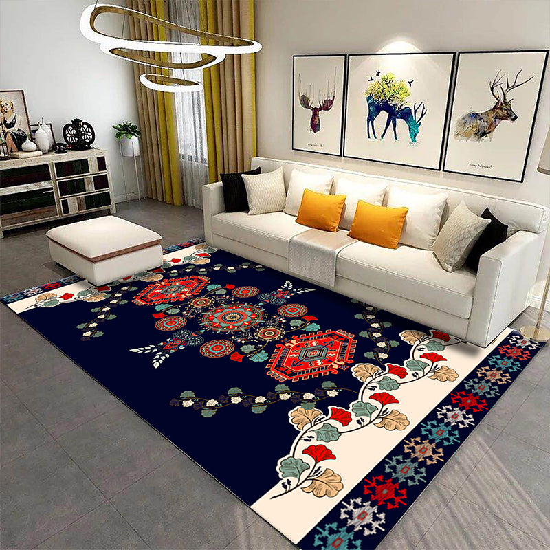 Classy Multi Color Mandala Rug Synthetics Moroccan Area Rug Stain Resistant Anti-Slip Pet Friendly Rug for Great Room