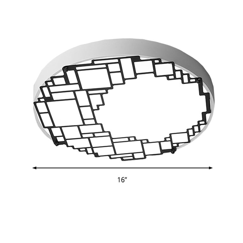 Lampada da soffitto rotonda LED 16 "/19.5" W semplice metallico della camera da letto con modello a parete, luce bianca