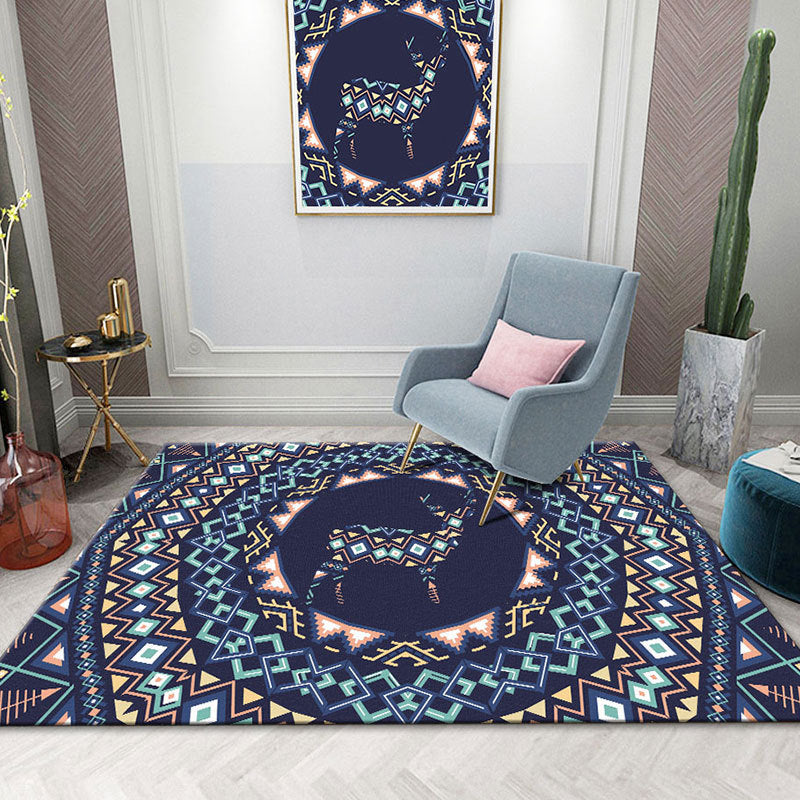 Colorida Mandala Rug Multicolor Moroccan Área de la alfombra Polyéster Manchas Resistentes a las mascotas Alfombra antideslizante para el hogar para el hogar