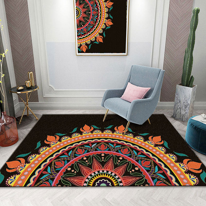 Colorida Mandala Rug Multicolor Moroccan Área de la alfombra Polyéster Manchas Resistentes a las mascotas Alfombra antideslizante para el hogar para el hogar