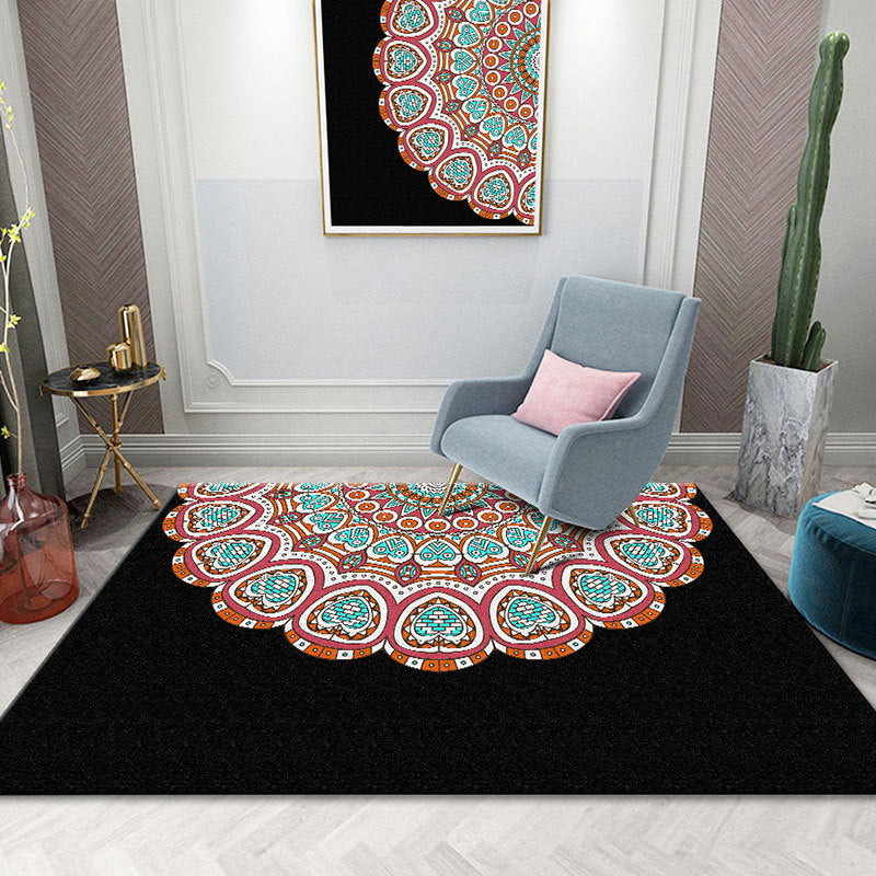 Colorida Mandala Rug Multicolor Moroccan Área de la alfombra Polyéster Manchas Resistentes a las mascotas Alfombra antideslizante para el hogar para el hogar