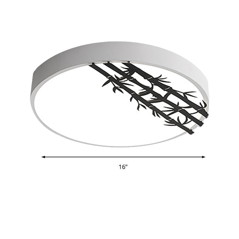 Moderne 16"/19,5" dia LED-inbouwlamp ijzer rond plafond inbouw met bamboepatroon voor slaapkamer, wit licht