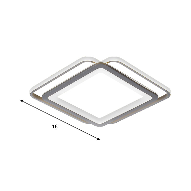 Ultra Slim Acrylic Bedroom Ceiling Flush Mount 16"/19.5"/35.5" Wide Minimal LED Ceiling Mounted Fixture in Grey, Warm/White Light