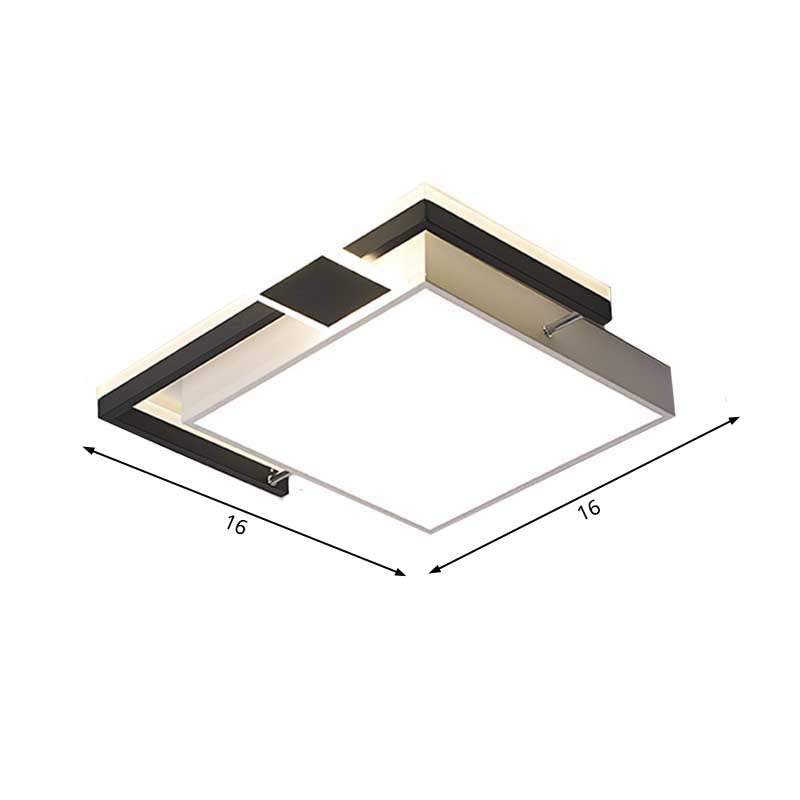 Nero / Gold Cuboid LED Flush Montaggio Lampada Modernista 16 "/19.5" /35.5 " Wide Iron Massimale Montato Fixture per Living Room