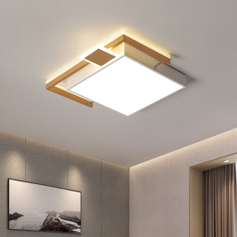 Nero / Gold Cuboid LED Flush Montaggio Lampada Modernista 16 "/19.5" /35.5 " Wide Iron Massimale Montato Fixture per Living Room