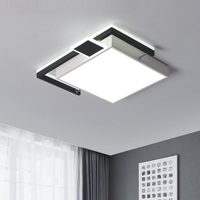 Zwart/Goud Cuboid LED Flush Mount Lamp Modernist 16 "/19.5" /35.5 " Breed Iron Ceiling Mounted Armatuur voor Woonkamer