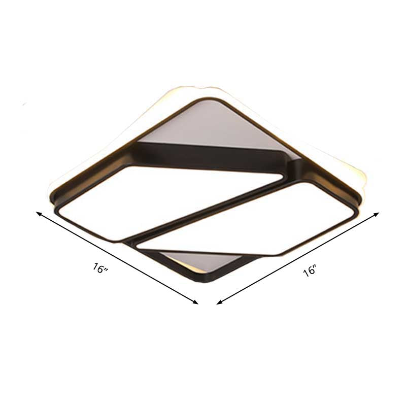 Living Room LED Splicing-Block Flush Ceiling Light Modern Metallic Black and White Ceiling Flush Mount, 16"/19.5"/35.5" Wide