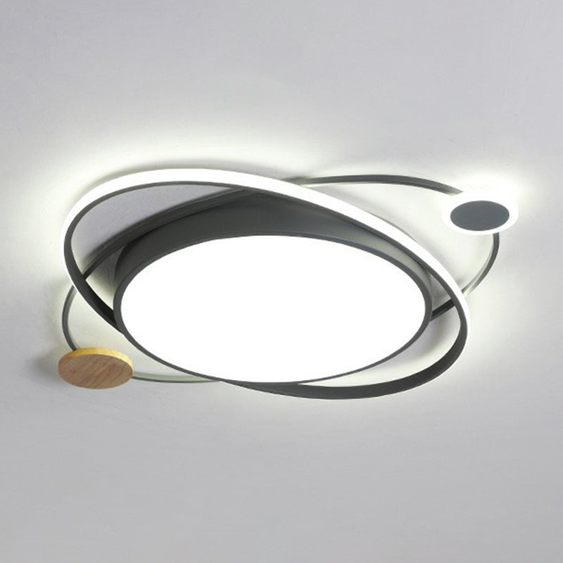 Macaron Orbit Shaped LED Flush Mount Lighting Metallic Kids Bedroom Flush Mount Ceiling Light