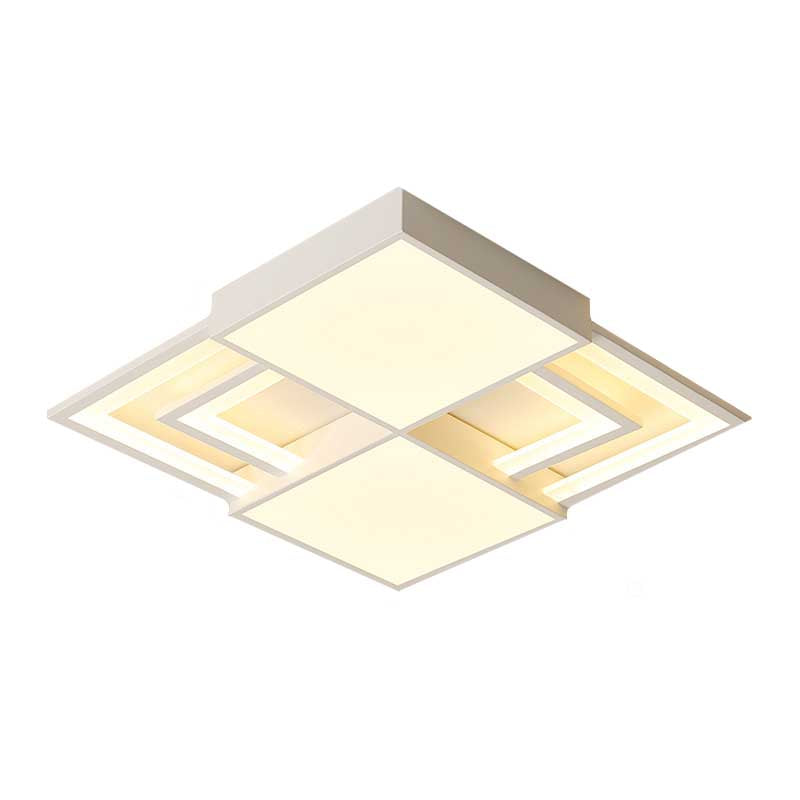 White Square Acrylic Ceiling Flush Mount 16.5"/20.5" W Modernism LED Flush Ceiling Light Fixture in Warm/White Light