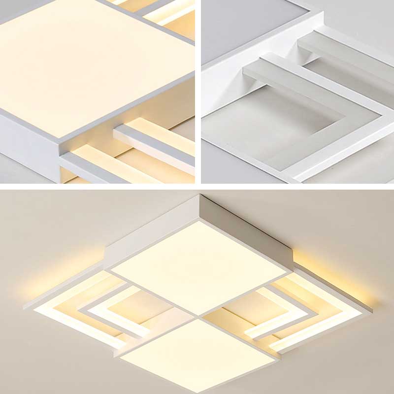 White Square Acrylic Ceiling Flush Mount 16.5"/20.5" W Modernism LED Flush Ceiling Light Fixture in Warm/White Light