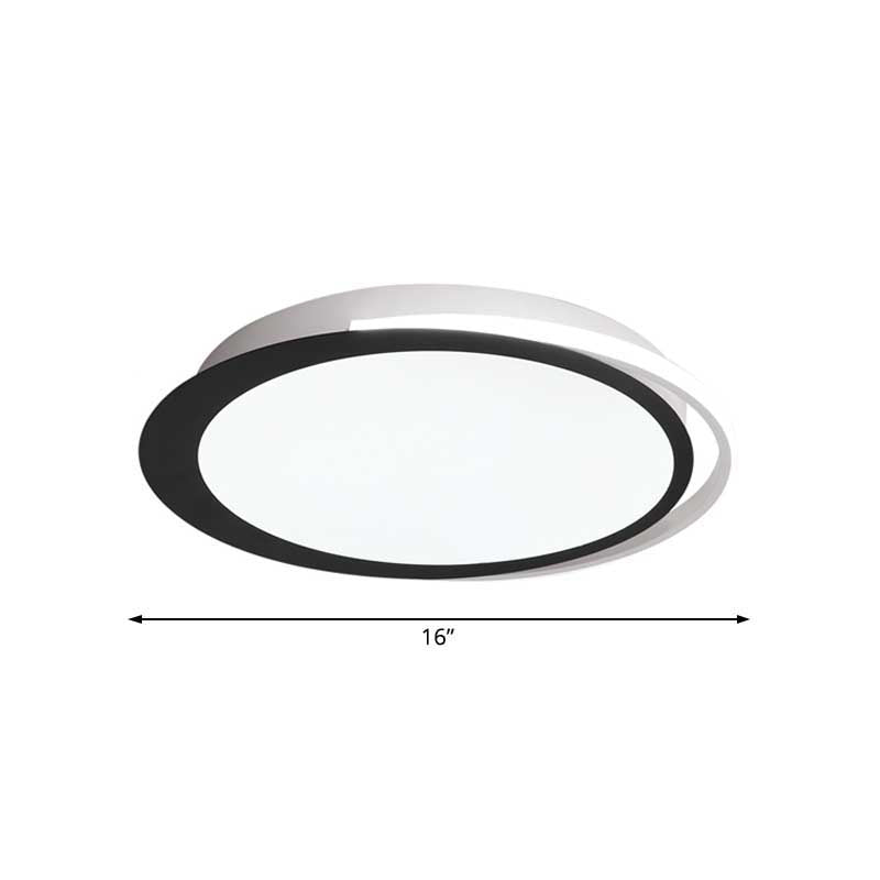 16"/19.5"/23.5" Dia Round LED Flush Ceiling Light Minimalist Black and White Acrylic Flush Mount in Warm/White/Natural Light