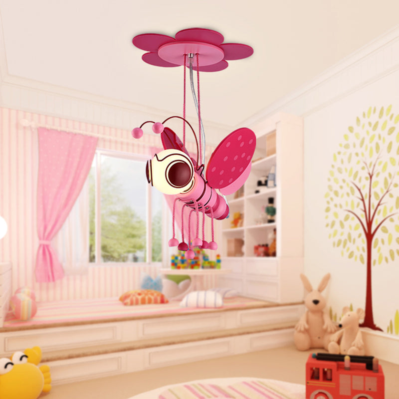 Kids Style Bee Shape Suspension Lighting Metallic 1-Light Nursery Pendant Ceiling Light