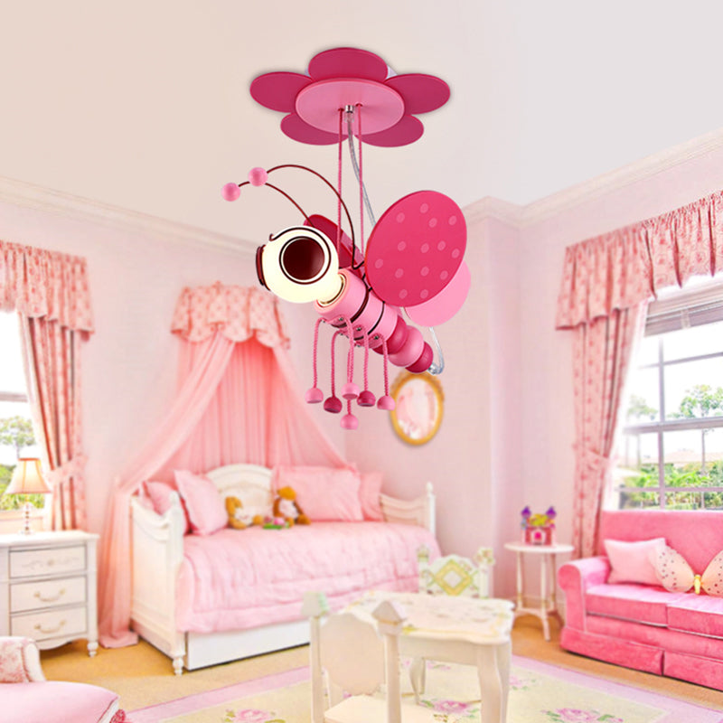 Kids Style Bee Shape Suspension Lighting Metallic 1-Light Nursery Pendant Ceiling Light