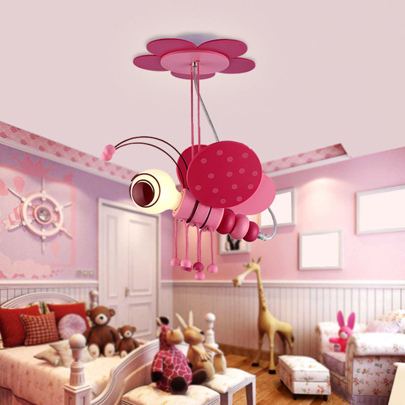 Kids Style Bee Shape Suspension Lighting Metallic 1-Light Nursery Pendant Ceiling Light