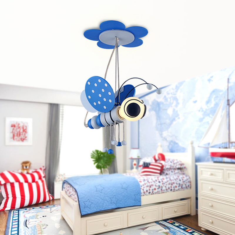 Kids Style Bee Shape Suspension Lighting Metallic 1-Light Nursery Pendant Ceiling Light