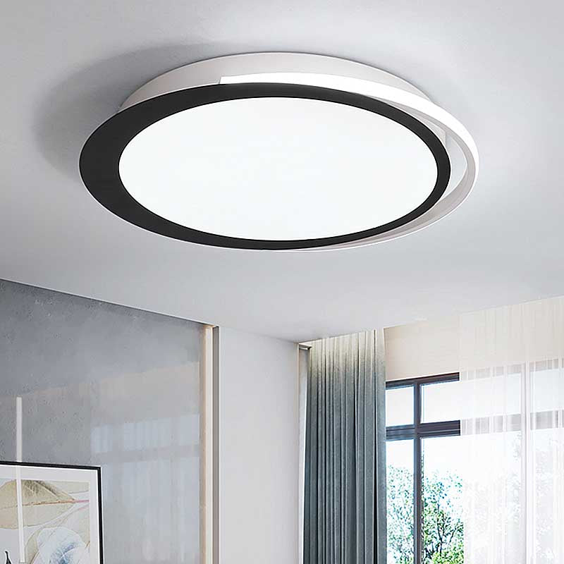 16"/19.5"/23.5" Dia Round LED Flush Deckenleuchte Minimalistische Schwarz-Weiß Acryl Flush Mount im warmen/weißen/natürlichen Licht