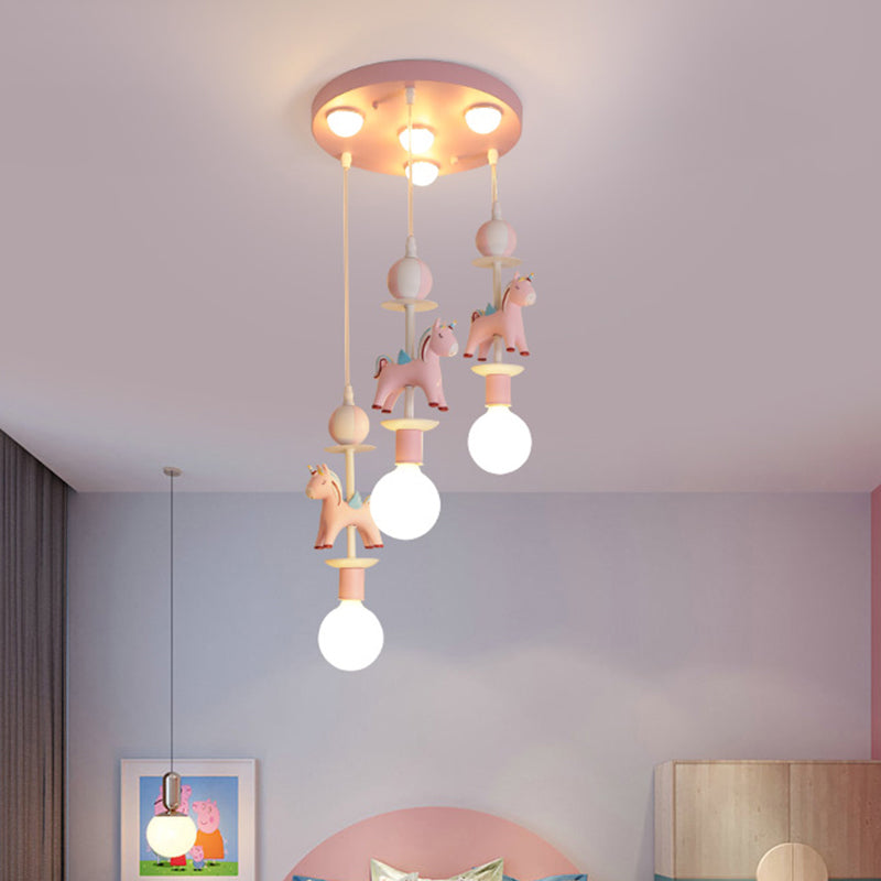 Rainbow Unicorn Nursery Pendant Ceiling Light Resin Kids Multi Lamp Pendant Light